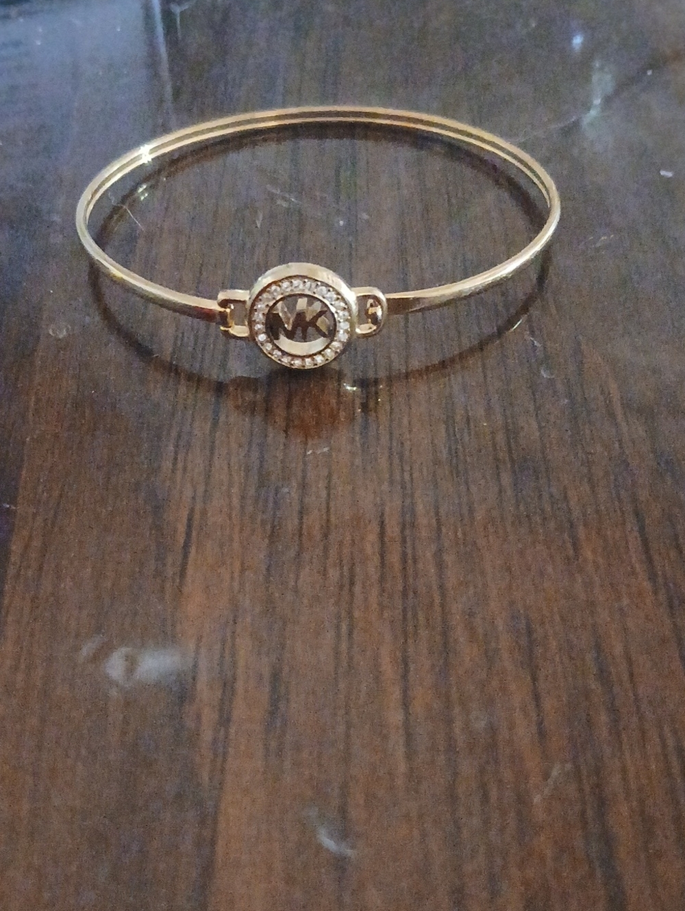 Michael Kors Gold Crystal MK Logo Bangle Bracelet